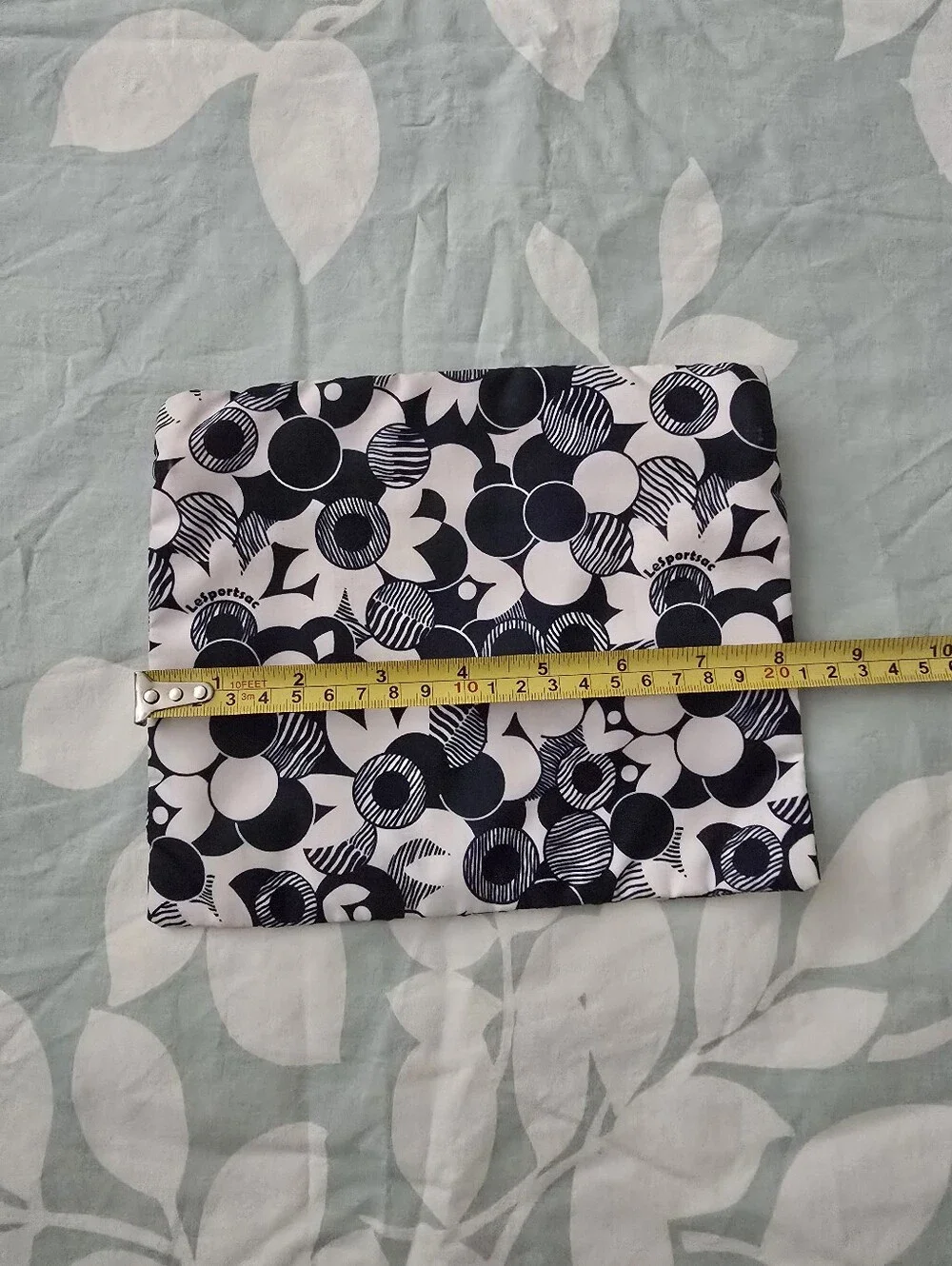 Lesportsac Floral Navy and White Circle Print Zip Pouch